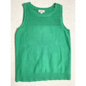 Loft Women's Coastal Grandma Quiet Luxury Chic Cable Knit Top Vest Green  XS
